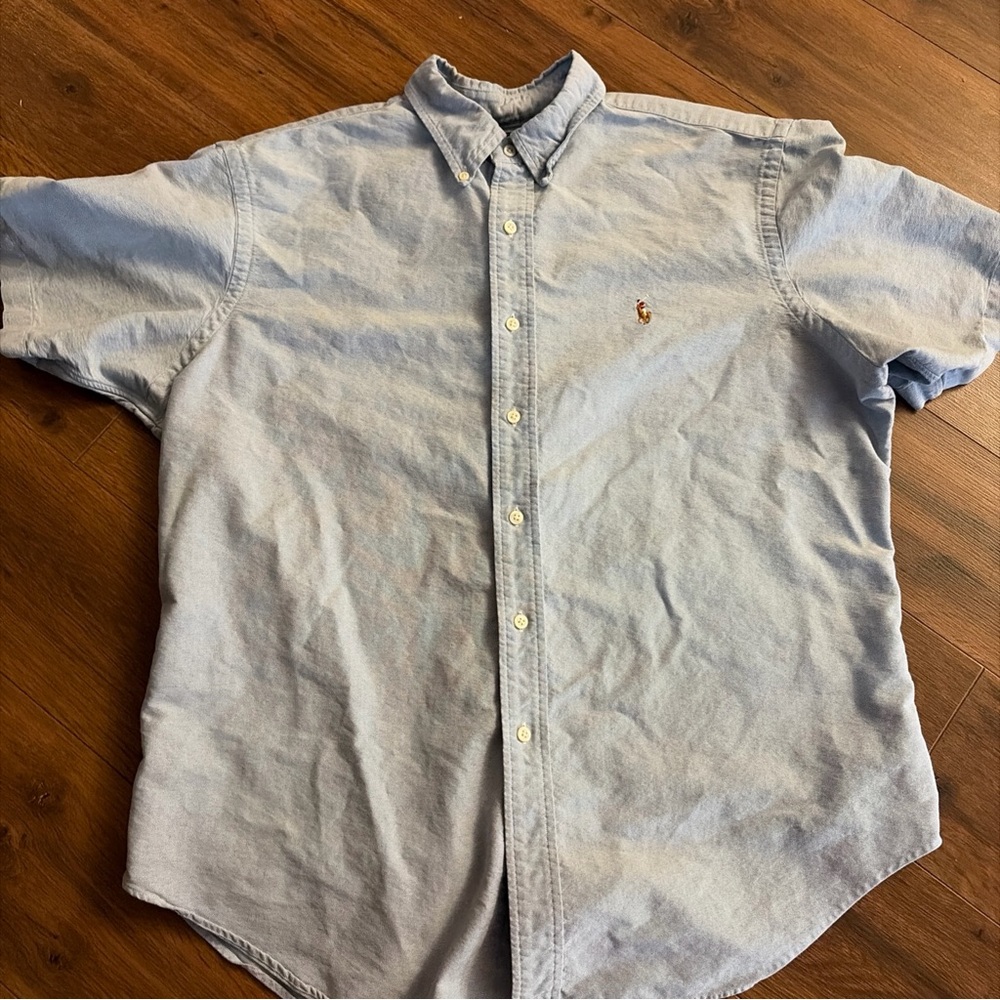 Ralph Lauren Light Blue Chambray Casual Button Down Shirt EUC